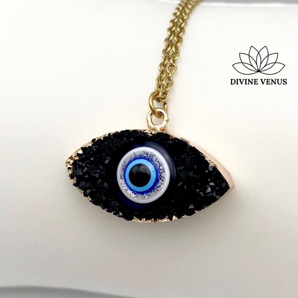 Evil Eye Druzy Necklace
